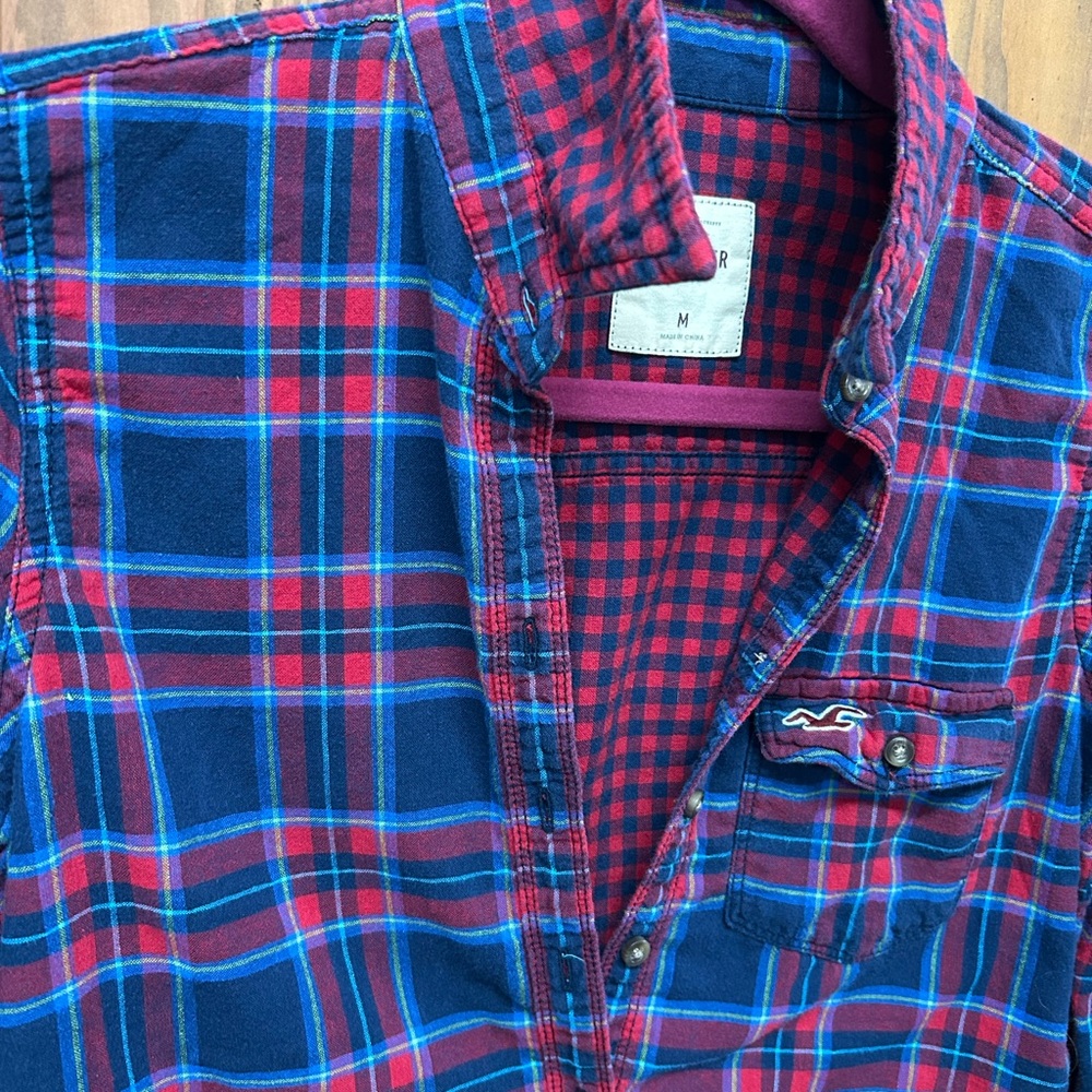Hollister Co. size medium blue and red flannel - Picture 7 of 8